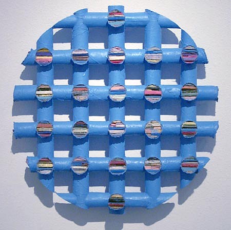 TERRY MAKER, OUT (Blue Round)
acrylic, canvas, glue