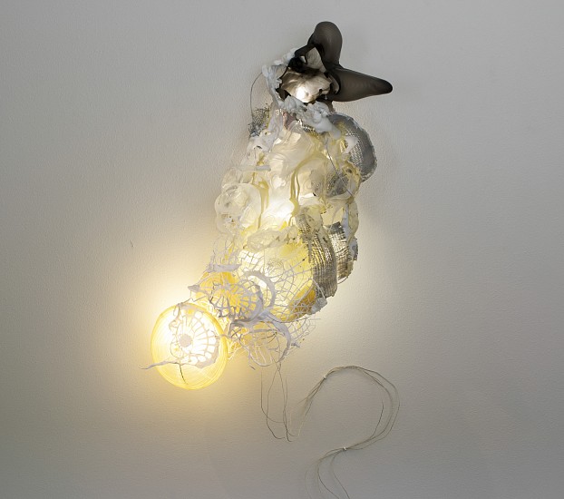 JUDY PFAFF, GRACELAND
steel wires, melted plastic, paper lanterns, pigmented expanded foam, fluorescent lights