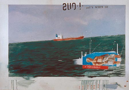 JACK BALAS, Email in a Bottle
oil on paper w/ inlaid digital text
