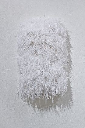 MARY EHRIN, BRIGHT STAR
ostrich feathers and acrylic on panel