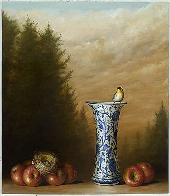 DAVID KROLL, APPLES AND VASE
oil on linen