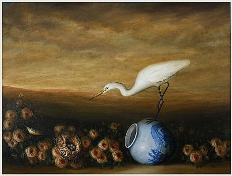 DAVID KROLL, NEST AND VASE
oil on linen