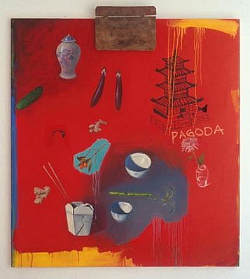 CHRISTOPHER PELLEY, Large Chinoiserie (Pagoda)
oil on canvas & found object