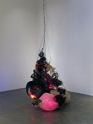 JUDY PFAFF, RAINING FROGS
steel wires, plastics, shellacked Chinese paper lanterns, and flourescent light