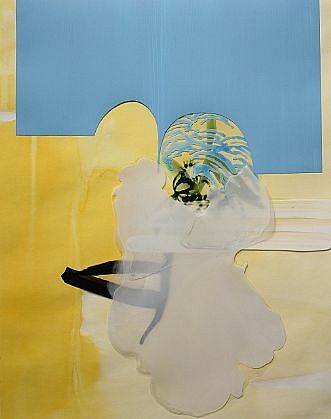 KATY STONE, POOL GENIE
acrylic on Duralar and paper collage