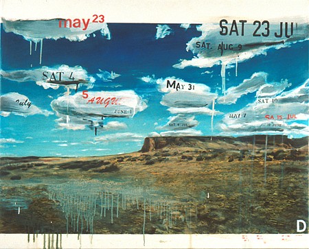 JACK BALAS, TUESDAYS (SOME)
framed
oil on paper w/ inlaid digital text
