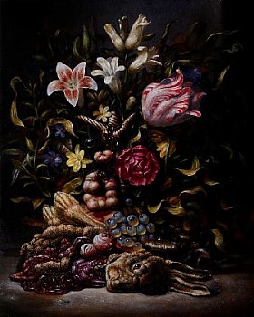 VAN MINNEN Christian LOINACHE WITH RABBIT 2011 Oil Panel 20 x 16in LG