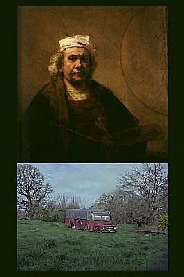 KEN IWAMASA, Rembrandt, Self-Portrait/Covered Bus, Corvallis, Oregon
digital print