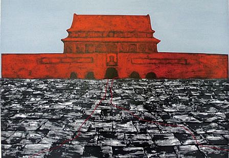 ZHANG XIAOGANG, TIANANMEN SUITE OF SEVEN (ORANGE, RED, YELLOW, GREEN, BLUE, GRAY, MAGENTA) 5/68
silkscreen