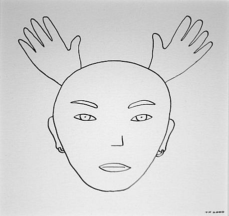 TOM NUSSBAUM, HEAD WITH TWO HANDS (LINDA)
india ink on paper