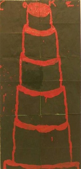 GARY KOMARIN, UNTITLED, RED ON BLACK
mixed media on paper