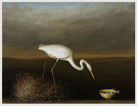 DAVID KROLL, EGRET WITH BOWL
oil on linen