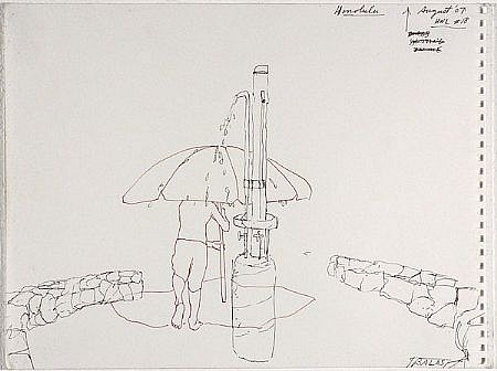 JACK BALAS, HNL O7 #18 SHOWER UMBRELLA
ink on paper