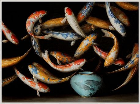 DAVID KROLL, KOI (BLUE VASE)
oil on linen