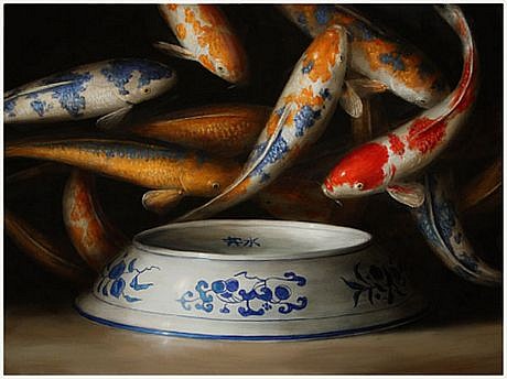 DAVID KROLL, KOI (BLUE AND WHITE BOWL)
oil on linen