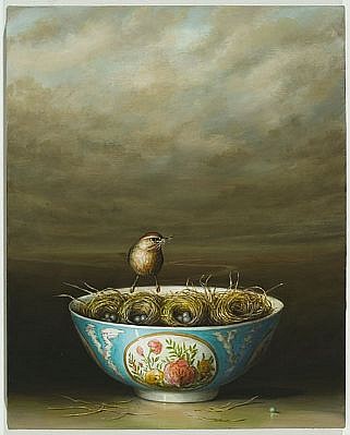 DAVID KROLL, BOWL WITH NESTS
oil on linen