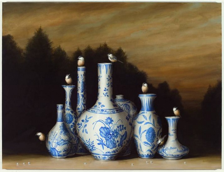 DAVID KROLL, SEVEN VASES
oil on linen