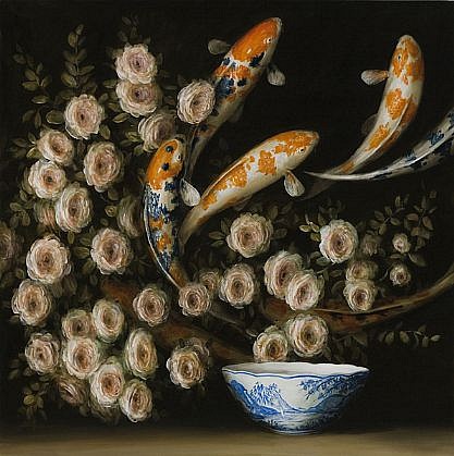 DAVID KROLL, ROSES AND KOI
oil on linen