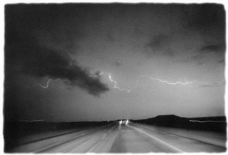 CHUCK FORSMAN, Storm, I-25, central Wyoming
black & white photograph