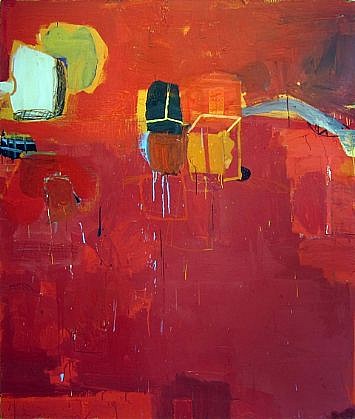 GARY KOMARIN, RUE MADAME IN RED No. 17
oil and mixed media on canvas
