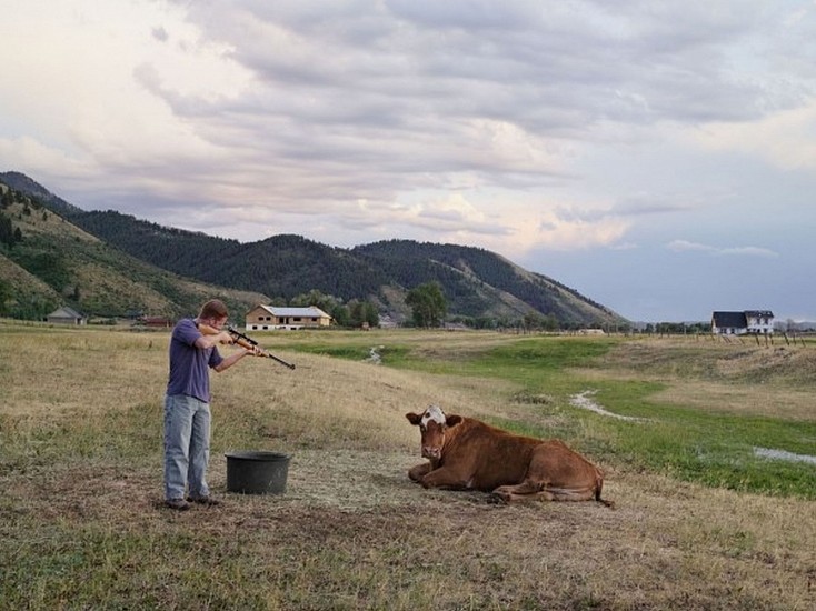 LUCAS FOGLIA, FRONTCOUNTRY ADAM KILLING A COW, MORTENSEN FAMILY FARM, AFTON, WYOMING Ed.8
digital C-print on Fuji Crystal Archive paper