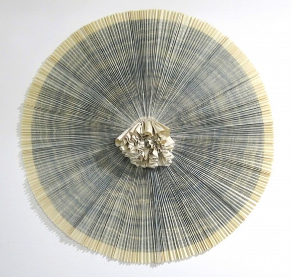 ANN HAMILTON, ciliary
wall-mounted lithograph and fabric assemblage with bamboo support