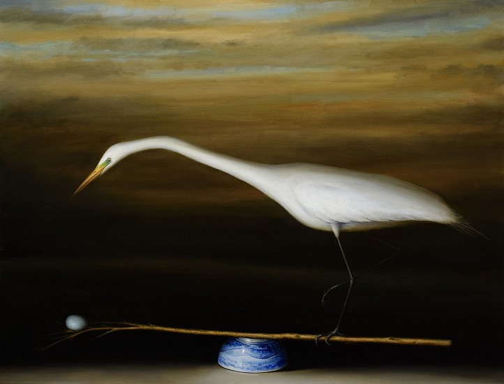 DAVID KROLL, EGRET AND BRANCH
oil on linen