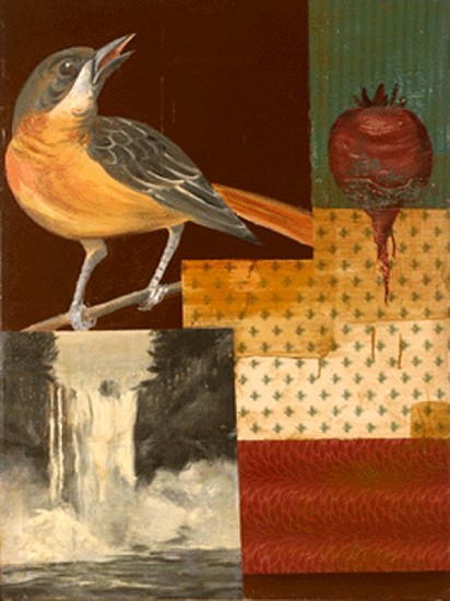 TOM JUDD, HUMAN ARRANGEMENTS
oil and wallpaper on panel