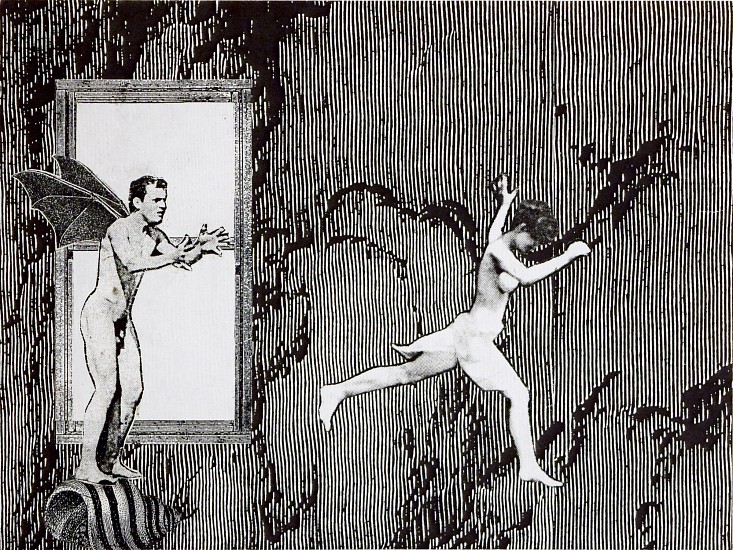 STACEY STEERS, PHANTOM CANYON (WOMAN FLEEING BATWING MAN)
collage