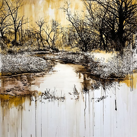 KAREN KITCHEL, WATERWAY #4 (CLEAR CREEK, WYOMING)
asphalt emulsion, tar, wax powdered pigments, shellac on canvas