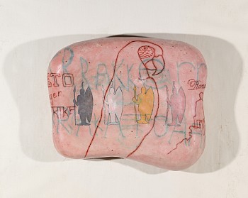 van minnen christian 2019 pink parrot kracker krakatoa front mixed media foam cellulose gesso oil paint 29x26x9in highres