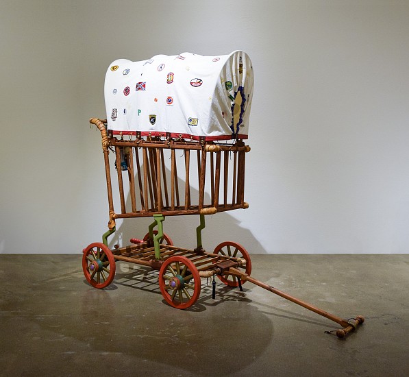 WALTER ROBINSON, TUMBRIL
wood, leather, canvas, steel and found objects