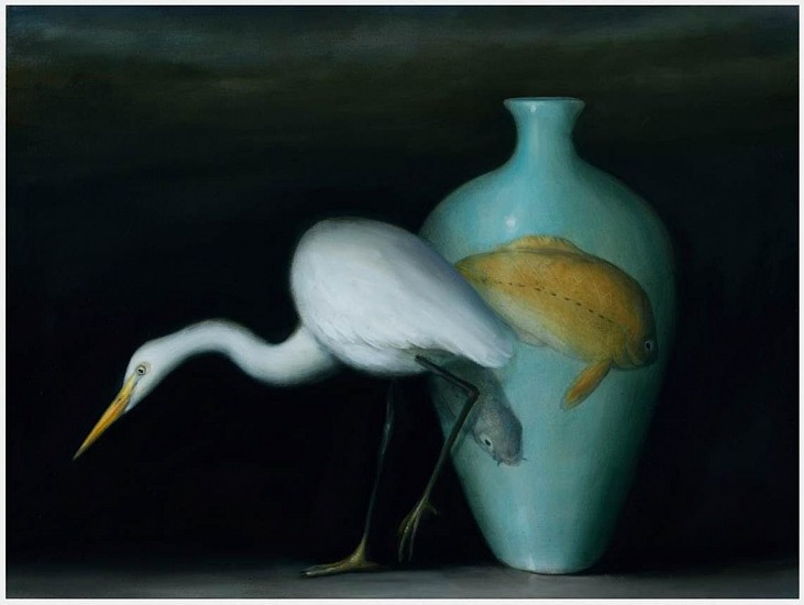 DAVID KROLL, EGRET AND KOI VASE
oil on linen