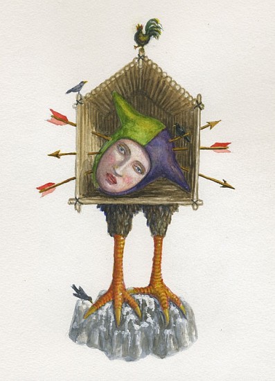 KAHN + SELESNICK, MADAME LULU'S BOOK OF FATE TAROT COSTUME DRAWING: 3 OF SWORDS
watercolor on paper