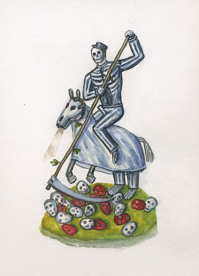 KAHN + SELESNICK, MADAME LULU'S BOOK OF FATE TAROT COSTUME DRAWING: DEATH
watercolor on paper