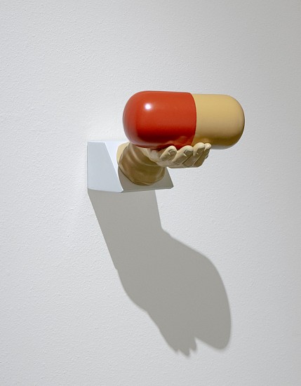 TERRY MAKER, THE GREAT PHYSICIAN
vacuum fomed capsule, ceramic hand, wooden wall wedge