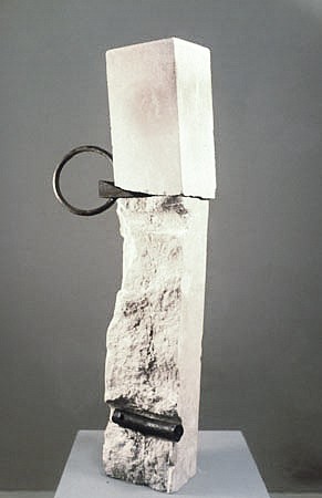 CARL REED, Ring Post
limestone and steel sculpture