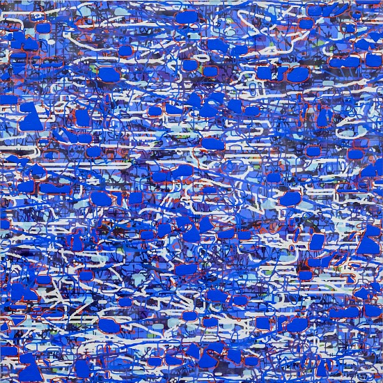 AMY ELLINGSON, VARIATION (violet, white, blue)
oil and encasutic on panel