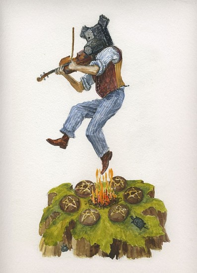 KAHN + SELESNICK, MADAME LULU'S BOOK OF FATE TAROTCOSTUME DRAWING: SIX OF PENTACLES
watercolor on paper