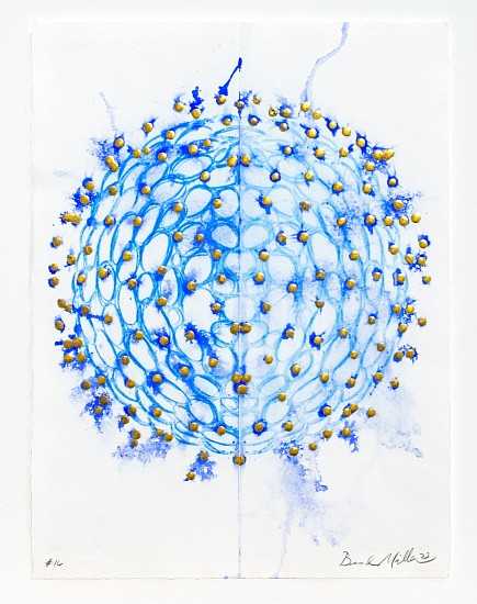 BRAD MILLER, ROTATOR No. 16
watercolor, latex and gold leaf on paper