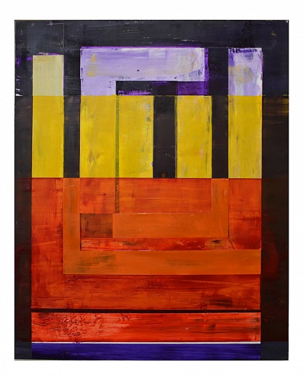LLOYD MARTIN, SMALL ORANGE BENDER<br />
oil and mixed media on panel