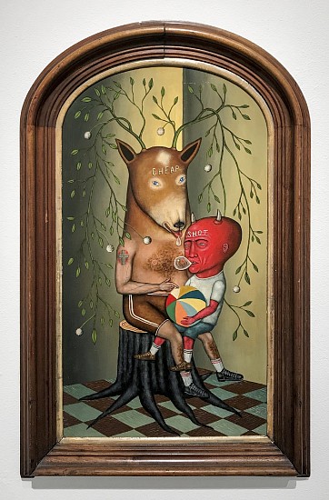 FRED STONEHOUSE, CHEAP SHOT
acrylic on panel with antique frame